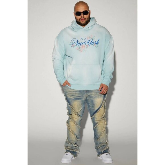 New York Flower District Hoodie Sweater Blue Men's - Picture 5 of 8